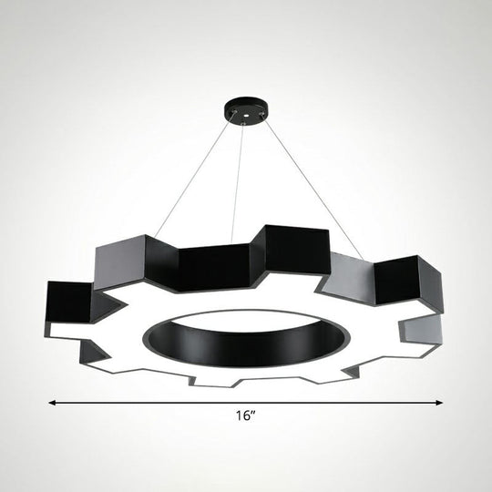 Modern Black Led Ceiling Chandelier For Gear Conference Rooms / 16 White