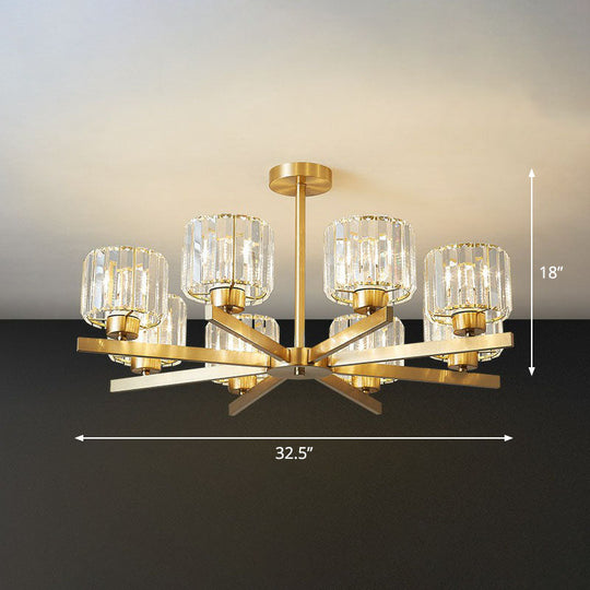 Golden Crystal Prism Sputnik Chandelier - Modern Suspension Light For Living Room 8 / Gold Up