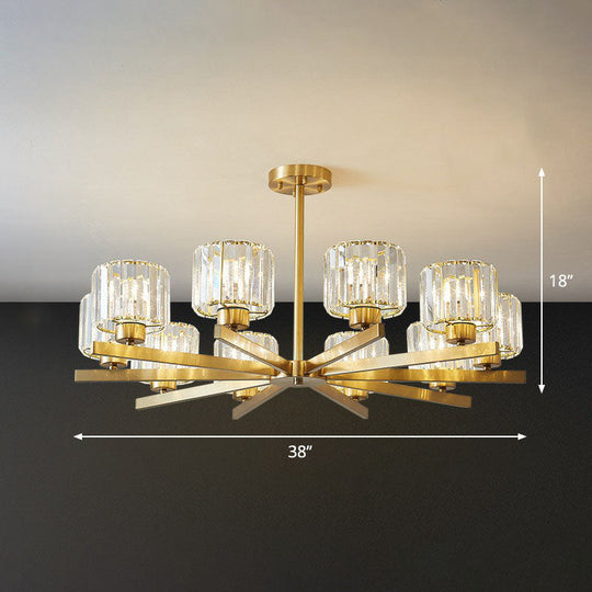 Golden Crystal Prism Sputnik Chandelier - Modern Suspension Light For Living Room 10 / Gold Up