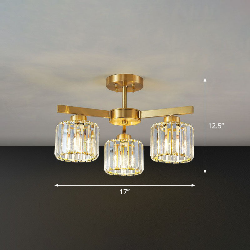 Golden Crystal Prism Sputnik Chandelier - Modern Suspension Light For Living Room 3 / Gold Down