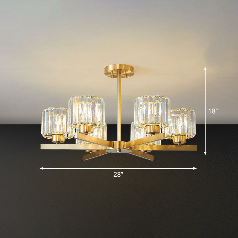 Golden Crystal Prism Sputnik Chandelier - Modern Suspension Light For Living Room 6 / Gold Up