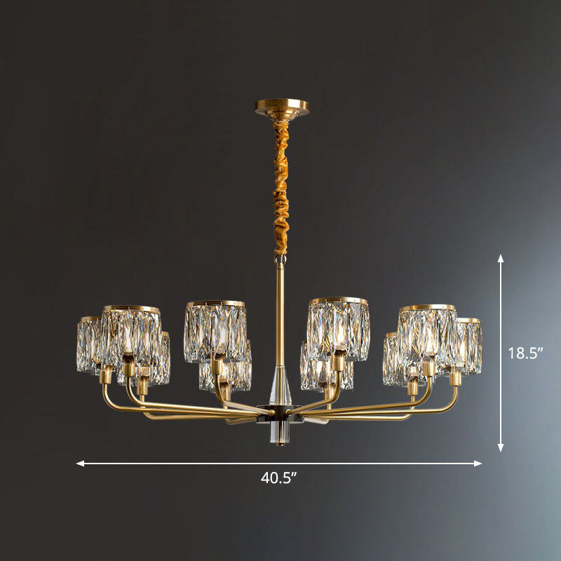 Postmodern Antique Gold Crystal Prism Chandelier Light Fixture 10 /