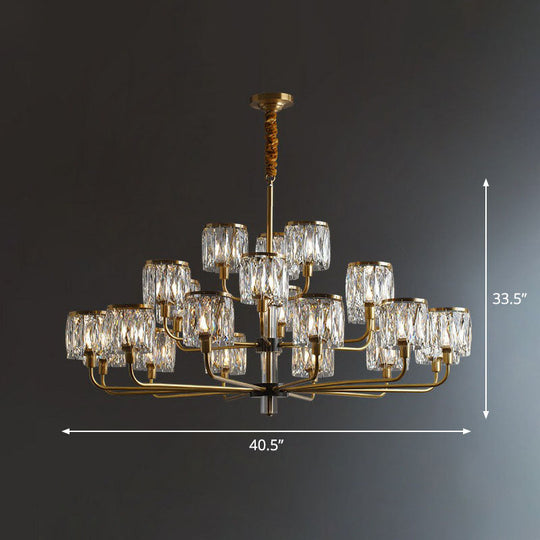 Postmodern Antique Gold Crystal Prism Chandelier Light Fixture 21 /