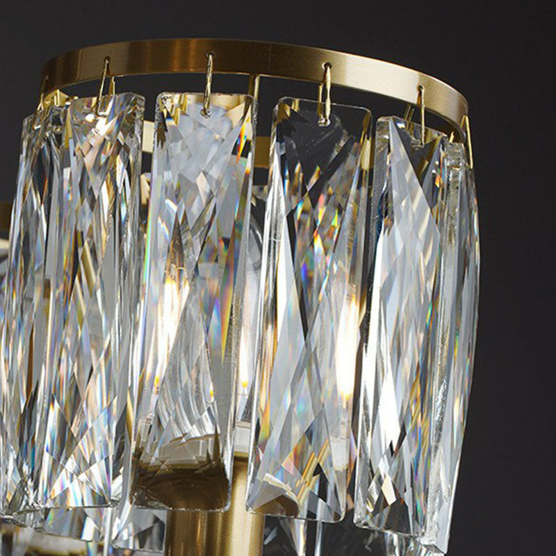 Postmodern Antique Gold Crystal Prism Chandelier Light Fixture