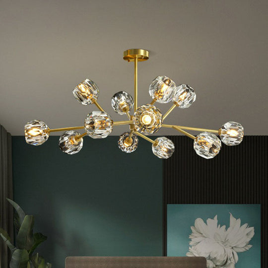 Modern Gold Crystal Orb Ceiling Chandelier For Living Room