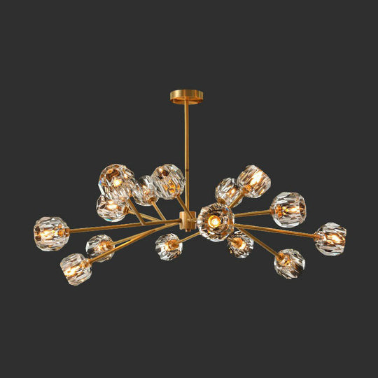 Modern Gold Crystal Orb Ceiling Chandelier For Living Room