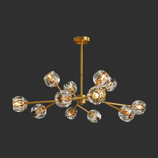 Modern Gold Finish Crystal Orb Chandelier for Living Room - Sputnik Ceiling Light