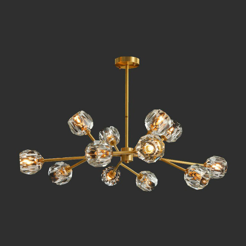 Modern Gold Crystal Orb Ceiling Chandelier For Living Room