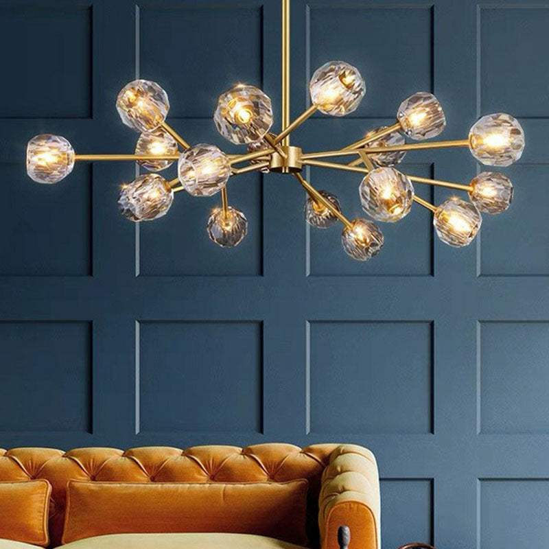 Modern Gold Crystal Orb Ceiling Chandelier For Living Room 18 /