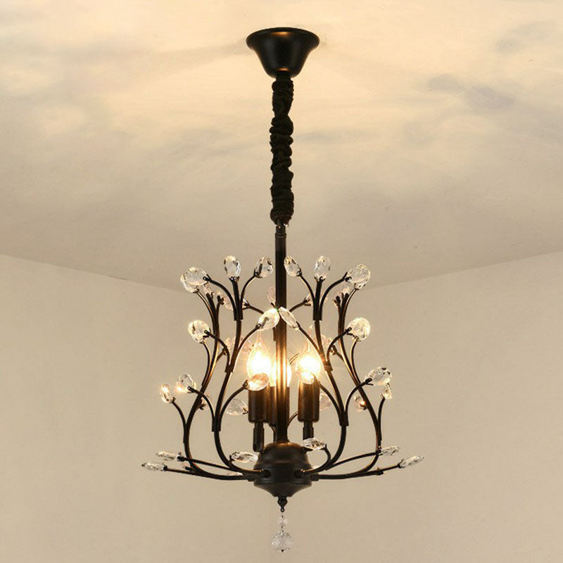 Contemporary Crystal Strands Ceiling Light Fixture - Terrace Semi Flush Mount Chandelier