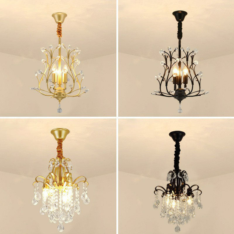 Contemporary Crystal Strands Ceiling Light Fixture - Terrace Semi Flush Mount Chandelier