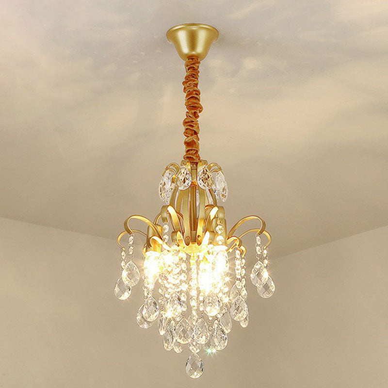 Contemporary Crystal Strands Ceiling Light Fixture - Terrace Semi Flush Mount Chandelier