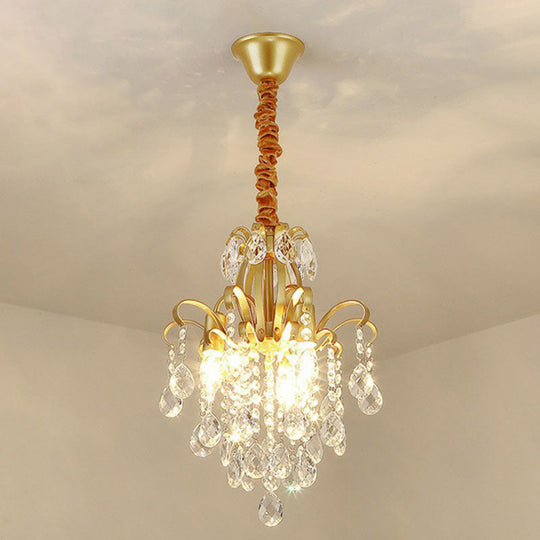 Contemporary Crystal Strands Ceiling Light Fixture - Terrace Semi Flush Mount Chandelier