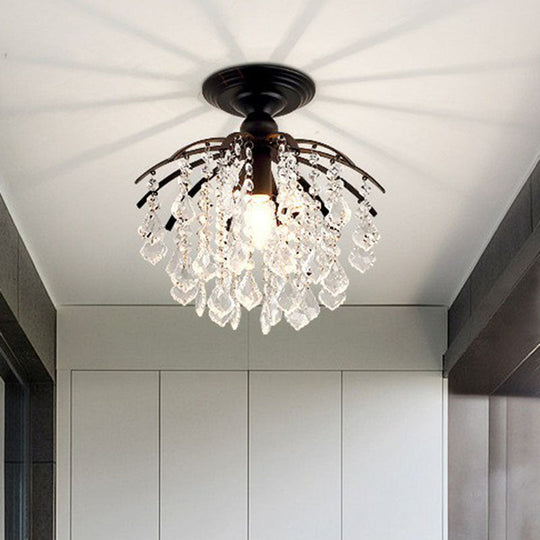 Contemporary Crystal Strands Ceiling Light Fixture - Terrace Semi Flush Mount Chandelier