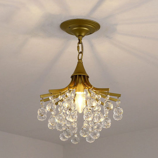 Contemporary Crystal Strands Ceiling Light Fixture - Terrace Semi Flush Mount Chandelier