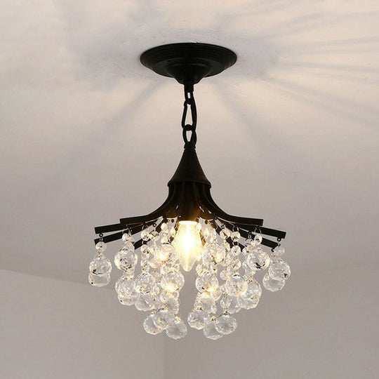 Contemporary Crystal Strands Ceiling Light Fixture - Terrace Semi Flush Mount Chandelier