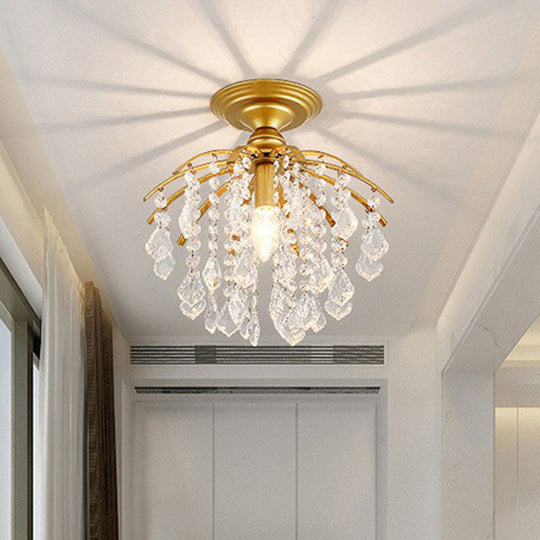 Contemporary Crystal Strands Ceiling Light Fixture - Terrace Semi Flush Mount Chandelier