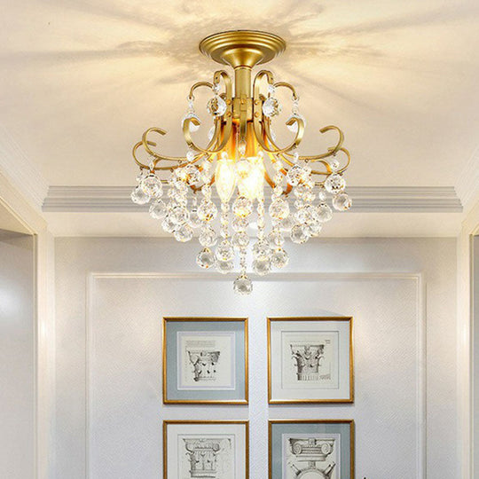 Contemporary Crystal Strands Ceiling Light Fixture - Terrace Semi Flush Mount Chandelier