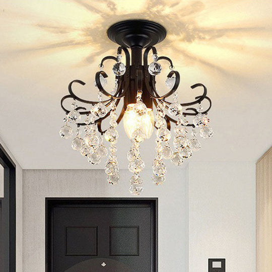 Contemporary Crystal Strands Ceiling Light Fixture - Terrace Semi Flush Mount Chandelier