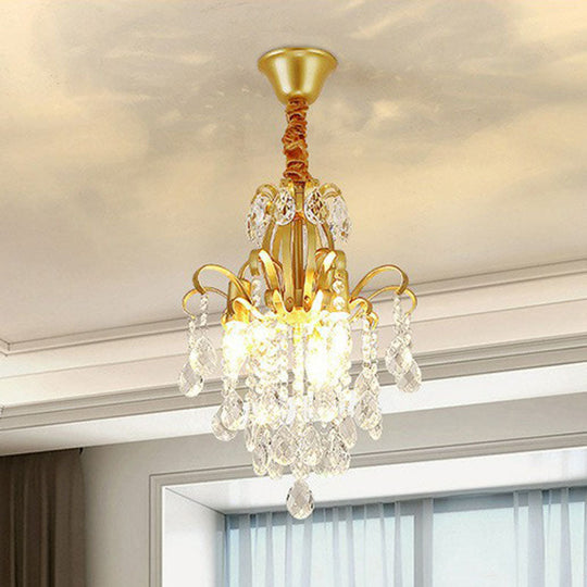 Contemporary Crystal Strands Ceiling Light Fixture - Terrace Semi Flush Mount Chandelier