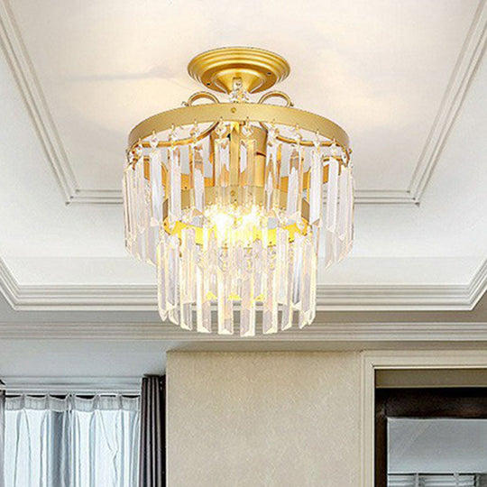 Contemporary Crystal Strands Ceiling Light Fixture - Terrace Semi Flush Mount Chandelier