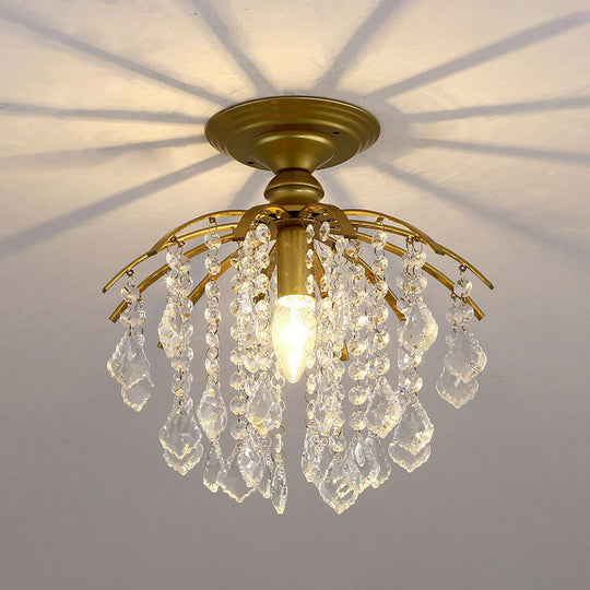 Contemporary Crystal Strands Ceiling Light Fixture - Terrace Semi Flush Mount Chandelier