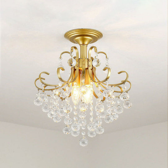 Contemporary Crystal Strands Ceiling Light Fixture - Terrace Semi Flush Mount Chandelier