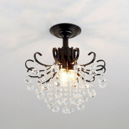 Contemporary Crystal Strands Ceiling Light Fixture - Terrace Semi Flush Mount Chandelier