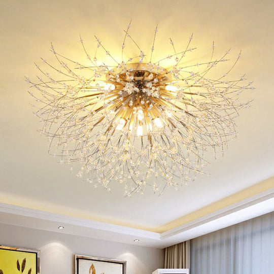 Contemporary Crystal Dandelion Ceiling Lamp for Chic Bedroom Lighting