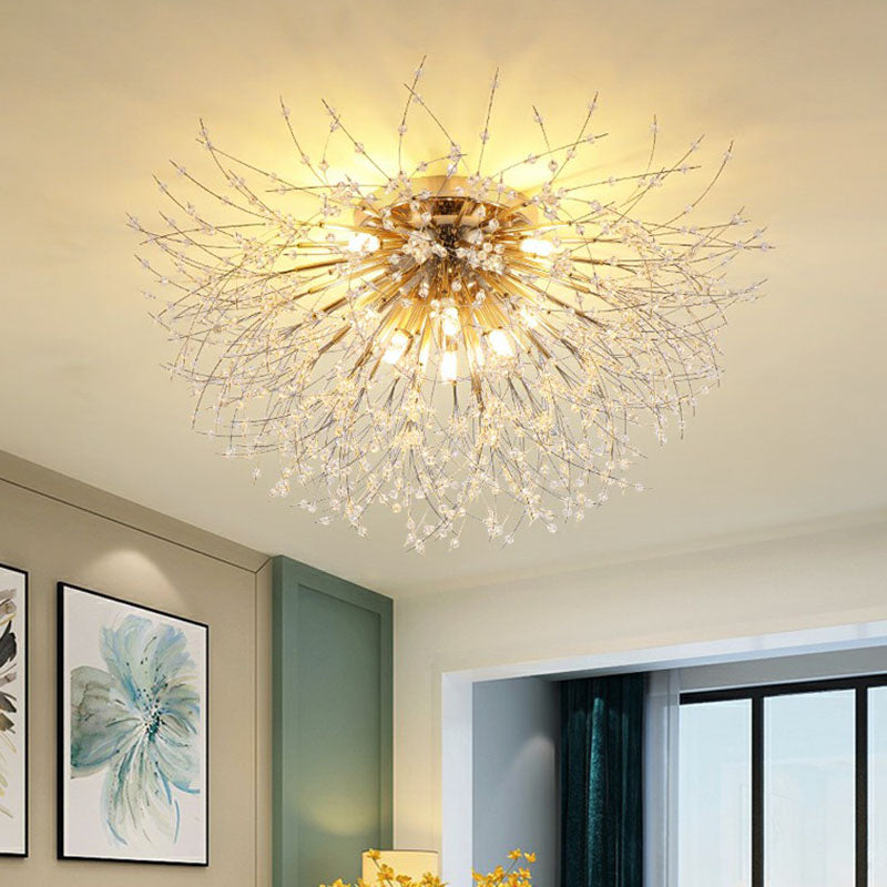 Contemporary Crystal Dandelion Ceiling Lamp for Chic Bedroom Lighting