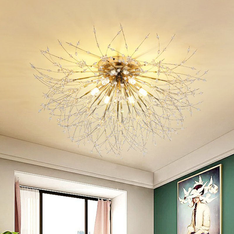 Contemporary Crystal Dandelion Ceiling Lamp for Chic Bedroom Lighting