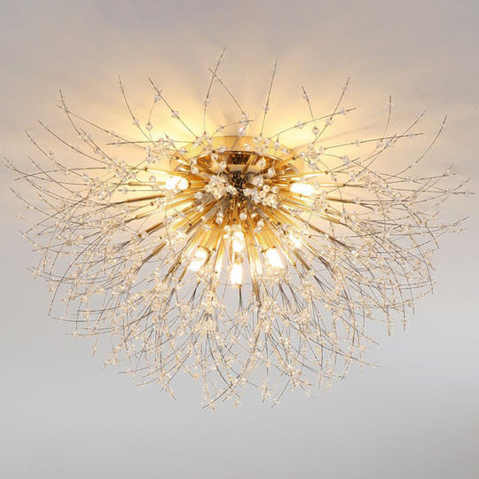 Contemporary Crystal Dandelion Ceiling Lamp for Chic Bedroom Lighting