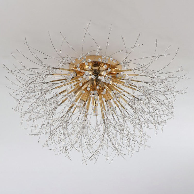 Contemporary Crystal Dandelion Ceiling Lamp for Chic Bedroom Lighting