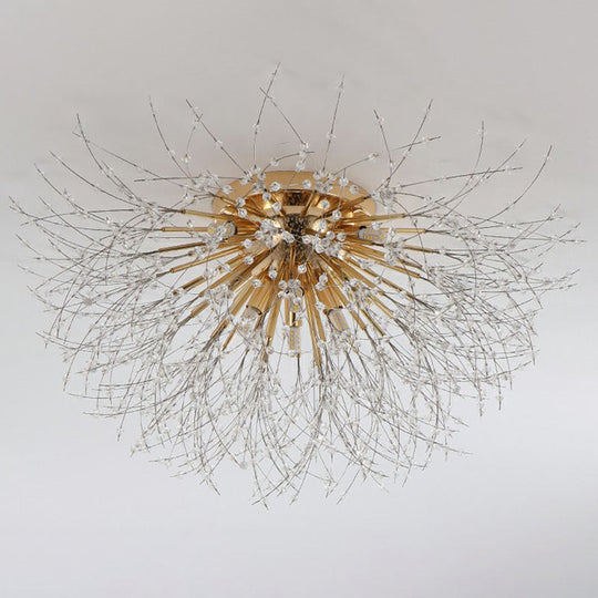 Contemporary Crystal Dandelion Ceiling Lamp For Chic Bedroom Lighting