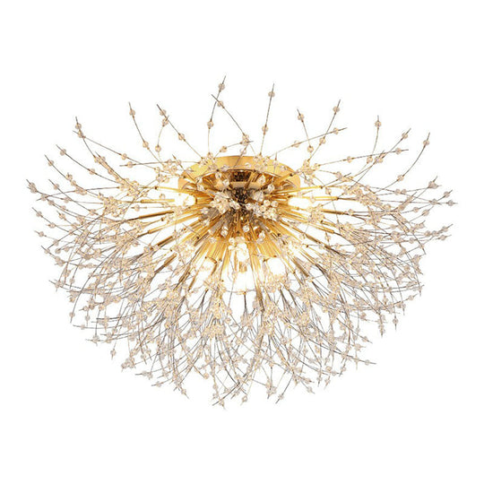 Contemporary Crystal Dandelion Ceiling Lamp for Chic Bedroom Lighting