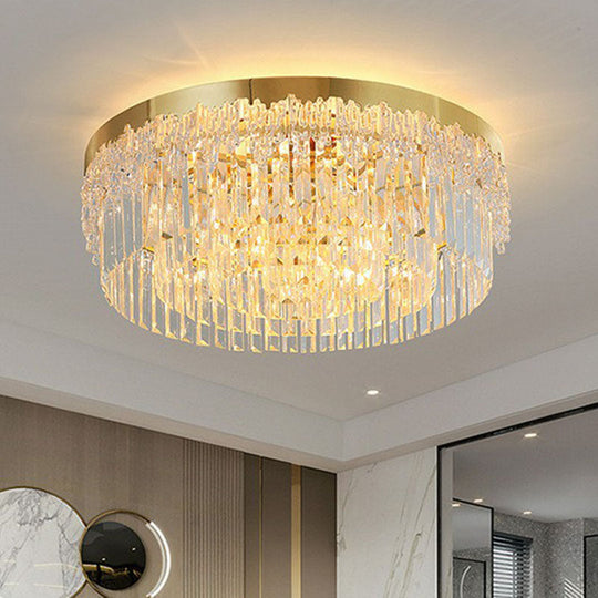 Prismatic Crystal Ceiling Lamp with Gold Finish