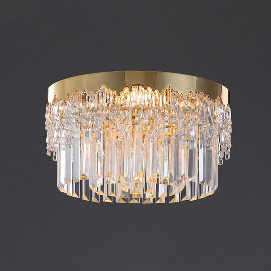 Prismatic Crystal Ceiling Lamp with Gold Finish