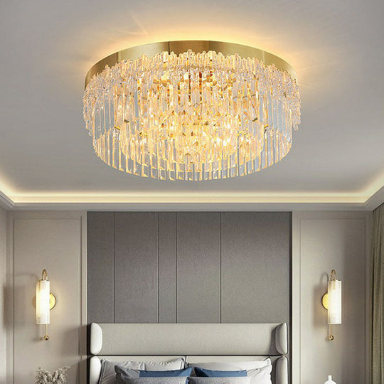 Prismatic Crystal Ceiling Lamp with Gold Finish