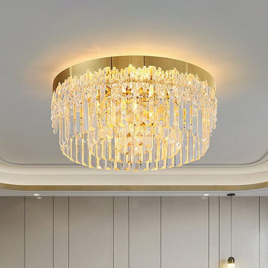 Prismatic Crystal Ceiling Lamp with Gold Finish