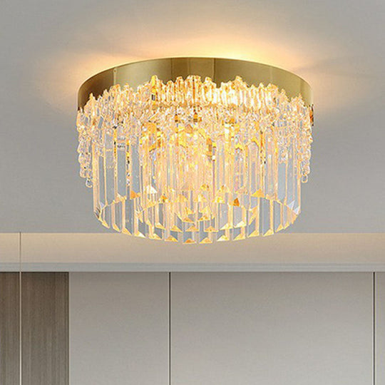 Prismatic Crystal Ceiling Lamp with Gold Finish