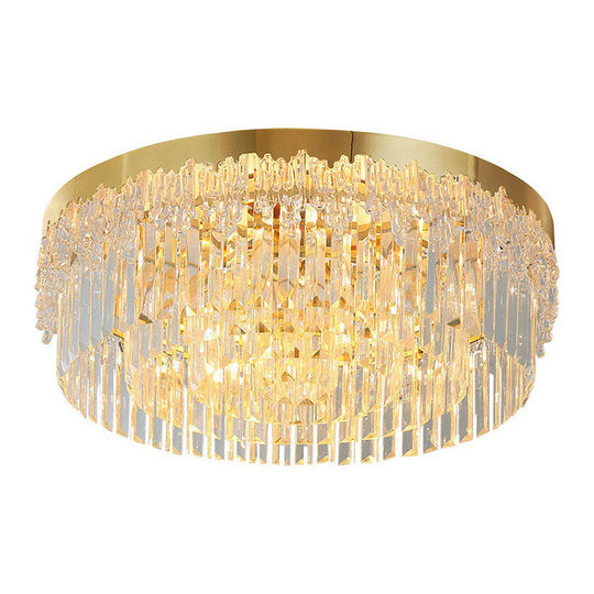 Prismatic Crystal Ceiling Lamp with Gold Finish