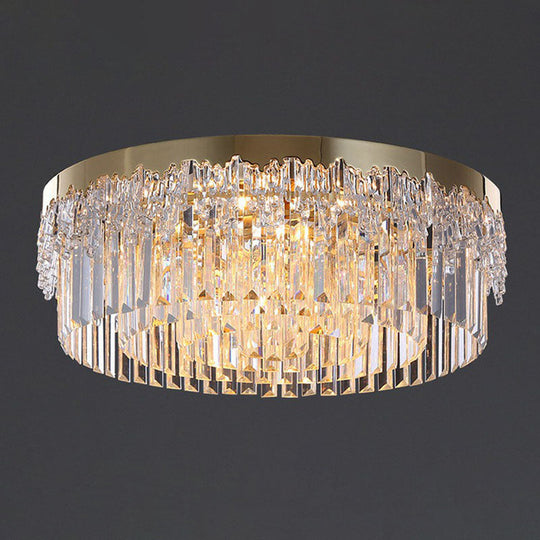 Prismatic Crystal Ceiling Lamp with Gold Finish