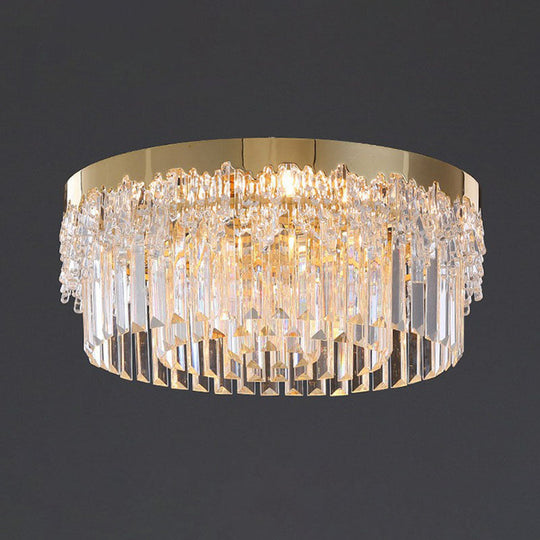 Prismatic Crystal Ceiling Lamp with Gold Finish