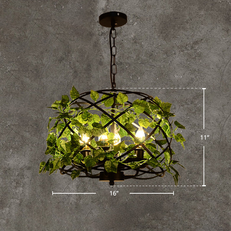 Green Ivy Decor Retro Bird Nest Iron Pendant Ceiling Light With Single Suspension