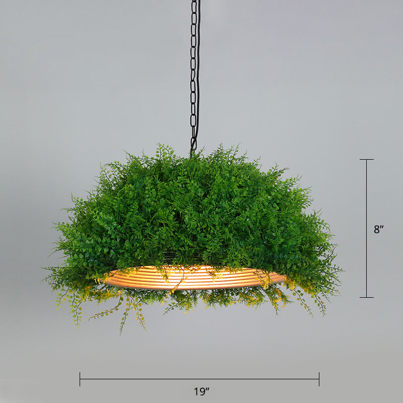 Metallic Industrial Hanging Pendant Light With Plant-Inspired Decor For Restaurants Green