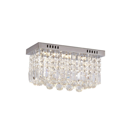 Modern Crystal Chrome Flush Mount LED Ceiling Light - 8"/16" Cubic/Cuboid for Bedroom