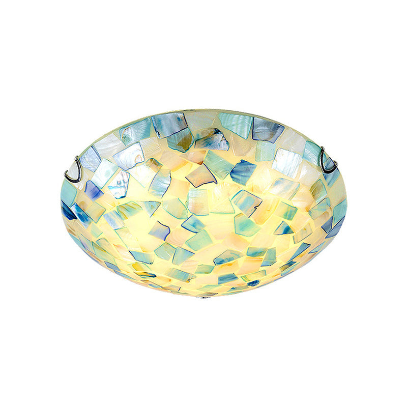 Shell Mosaic Flush Ceiling Light Tiffany Style Mount Lighting Fixture For Bedroom