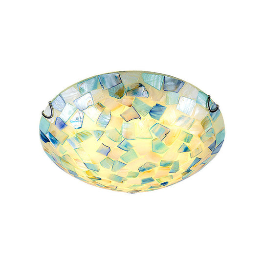 Shell Mosaic Flush Ceiling Light Tiffany Style Mount Lighting Fixture For Bedroom