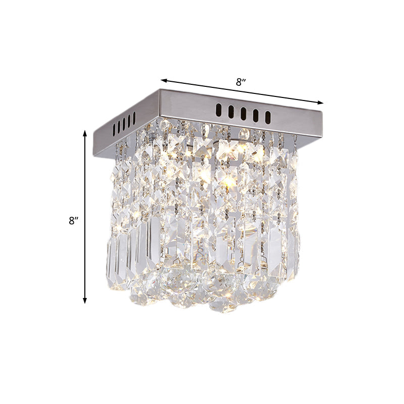 Modern Crystal Chrome Flush Mount Led Ceiling Light - 8/16 Cubic/Cuboid For Bedroom