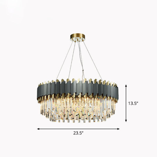 Modern Round Crystal Prism Ceiling Light Fixture for Living Room - Clear Chandelier